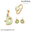 64016-high fashion costume jewelry 18k gold dribble jewelry set alphabet D